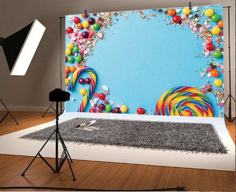 Leyiyi 7x5ft Photography Background Merry Christmas Backdrop Candy Cane Lollipop Conffiti Party Cracker Chocolate Vintage Grunge Board Blank Happy Birthday Baby Shower Photo Portrait Vinyl Studio Prop - Image 3